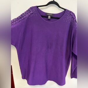 Ashley Stewart purple embellished sweater dress top